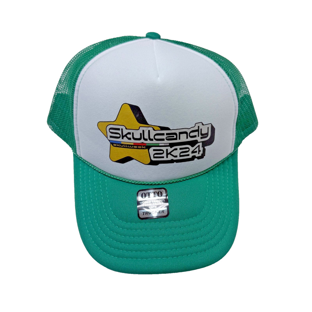 Skullcandy 2K24 Skullweek Trucker Hat Green White Otto Foam Front Snapback Cap